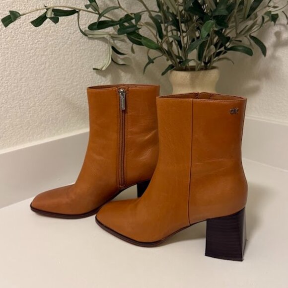 Calvin Klein Broma Leather Bootie in Tan – Size 7 - Picture 1 of 5